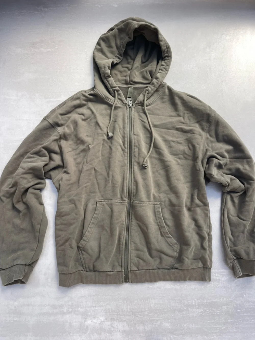 SKIMS TERRY MENS RELAXED ZIP UP HOODIE | MILITARY 100% COTTON